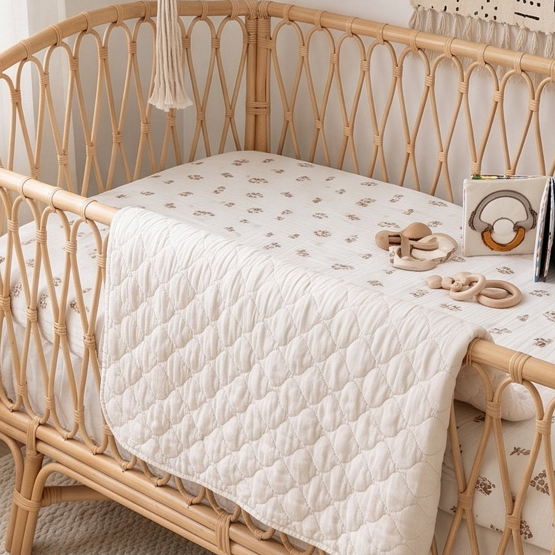 Ivory Pebble Quilted Baby Blanket