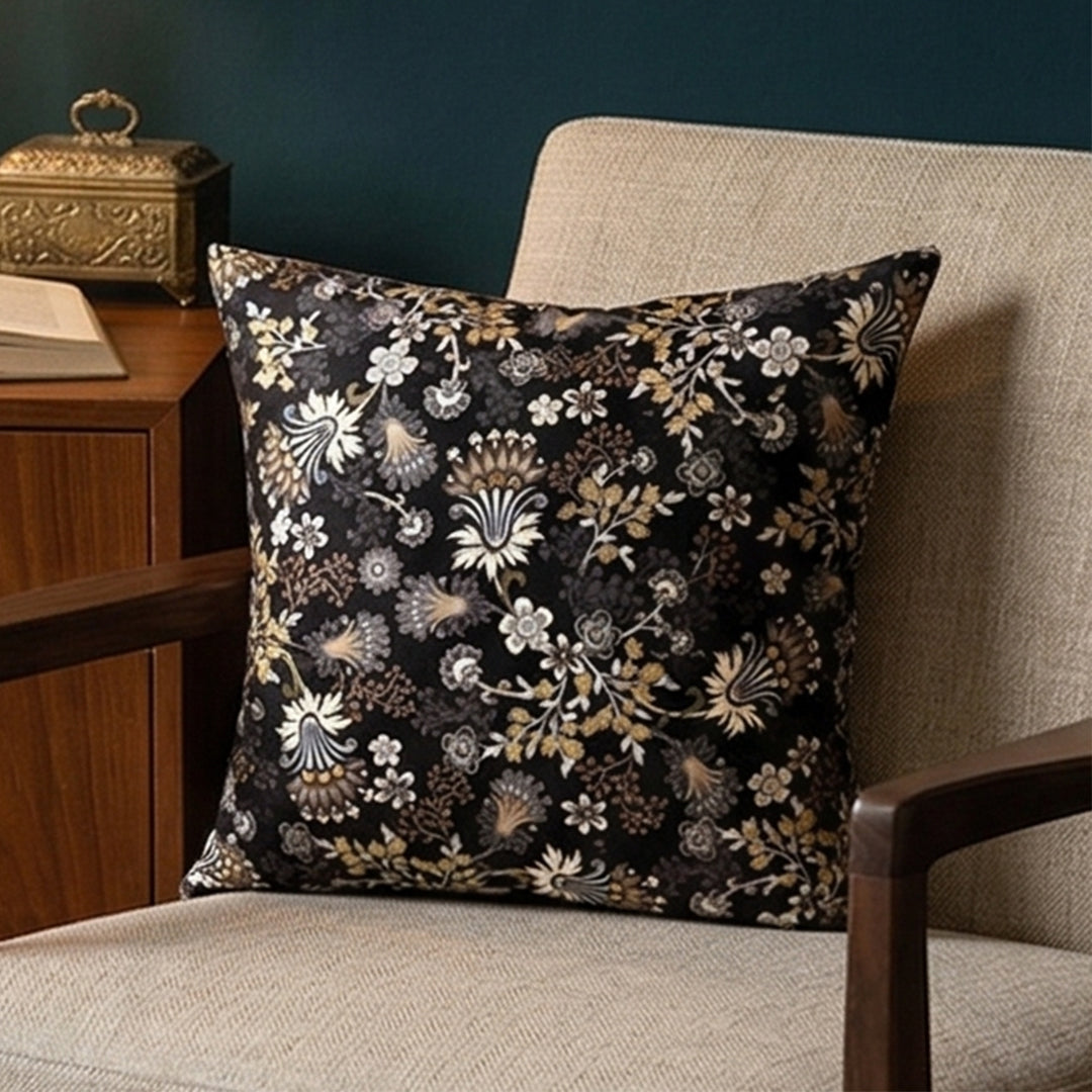 Noir Floral Symphony Cushion Cover - Set of 2