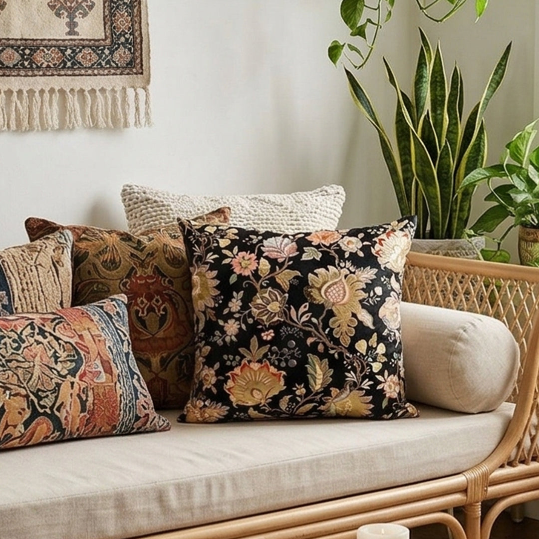 Midnight Bloom Luxe Cushion Cover - Set of 2