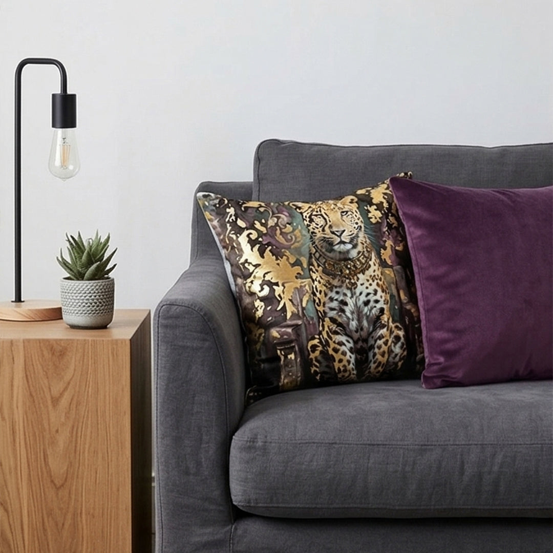 Regal Leopard Throne Cushion Cover - Set of 2