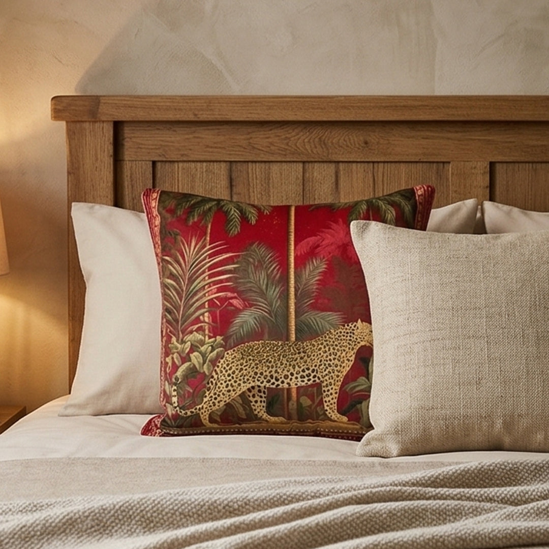 Scarlet Jungle Leopard Cushion Cover - Set of 2