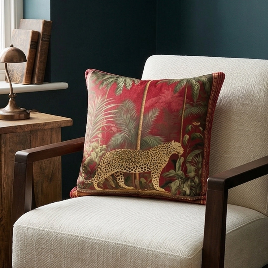Scarlet Jungle Leopard Cushion Cover - Set of 2